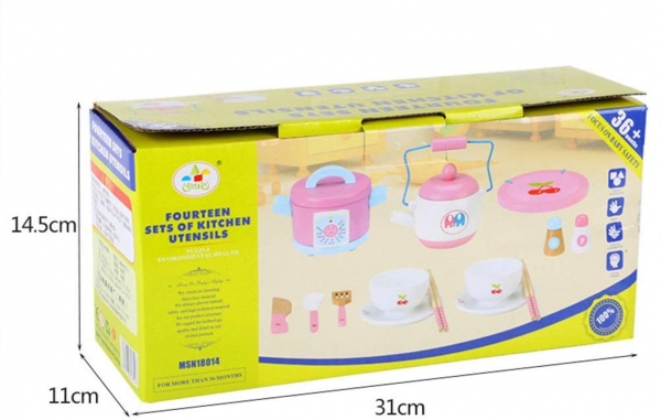 Set 14 piese din Lemn pentru Gatit  copii - Jucarii de Gatit din Lemn pentru copii [4]