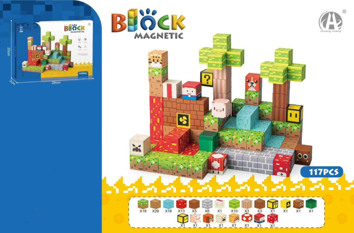 Set 117 Cuburi Magnetice Tip Minecraft – Constructii STEM - [1]