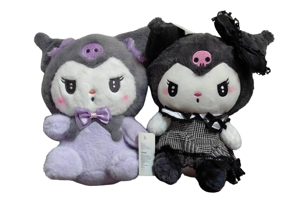 Set 2 Jucarii de Plus Papusa Japoneza Kuromi Sanrio din Seria Hello Kitty 20 cm [1]