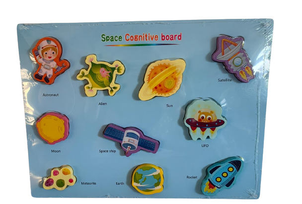 Set 2 Puzzle din Lemn Incastru Animale salbatice si Vehicole Spatiale [2]