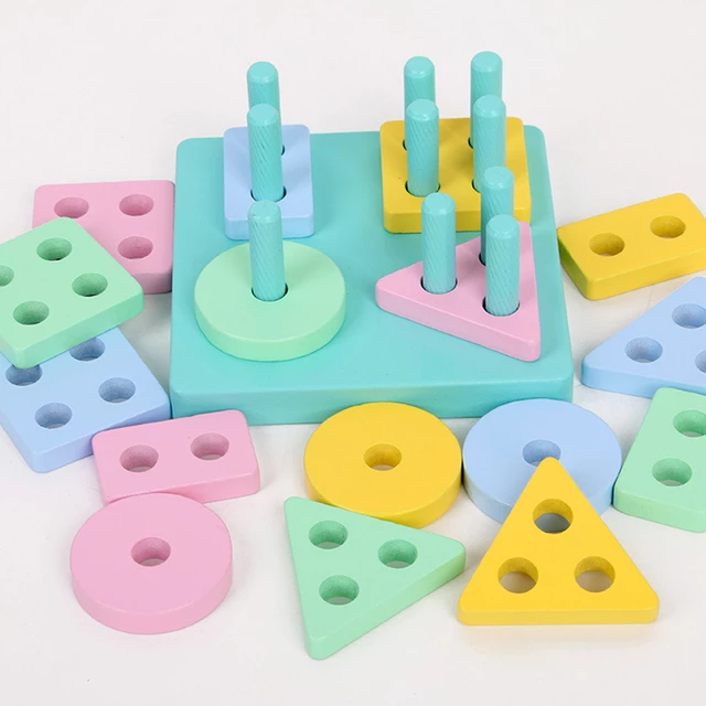 Set 2 Sortator Culori din Lemn Pastel 4 coloane [14]