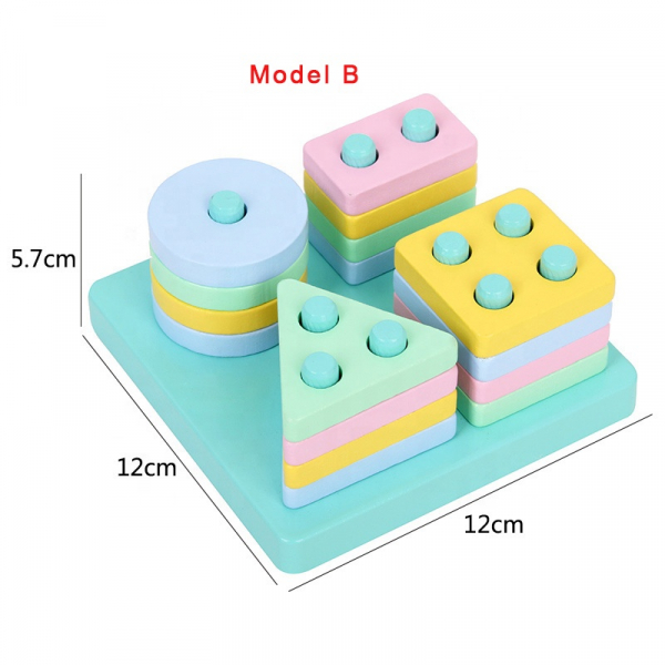 Set 2 Sortator Culori din Lemn Pastel 4 coloane [10]
