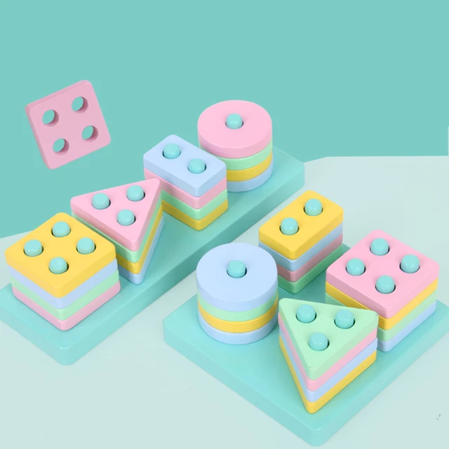Set 2 Sortator Culori din Lemn Pastel 4 coloane [11]