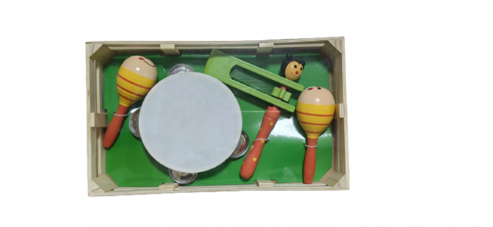 Set 4 Instrumente muzicale pentru copii din lemn cu ladita [1]