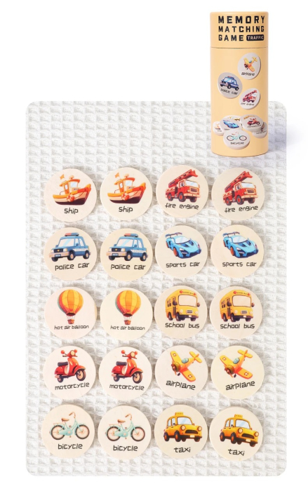 Set 4 Jocuri Memoriy Matching din Lemn, 80 Jetoane, Montessori 3+ [6]