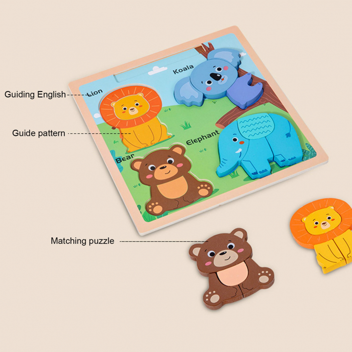 Set 4 Puzzle Incastru 2 in 1 cu Tabla de scris si Marker [4]