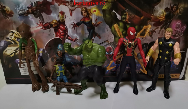 Set figurine tip eroii Avengers Thor Hulk Spiderman Groot Rocket [4]