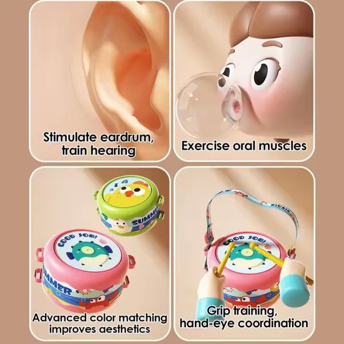 Set 5 instrumente muzicale copii – toba, xilofon, maracas, tamburina, corn [3]