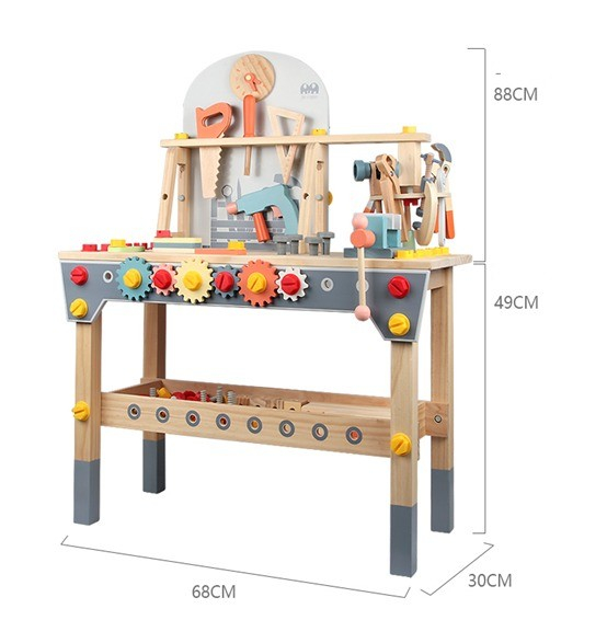 Set banc de scule din lemn pentru copii 51 piese – Jucarie educativa Montessori STEM [4]