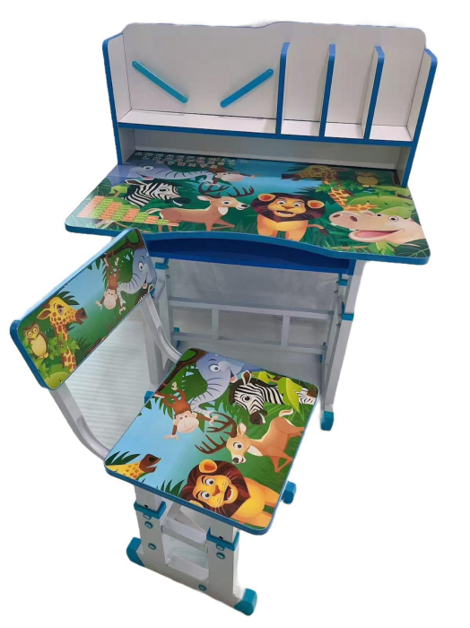 Se Birou Multifunctional Reglabil Scaun Ergonomic pentru Copii  Design Jungla, Verde [3]