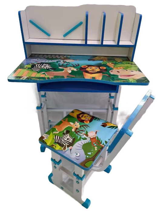 Se Birou Multifunctional Reglabil Scaun Ergonomic pentru Copii  Design Jungla, Verde [1]