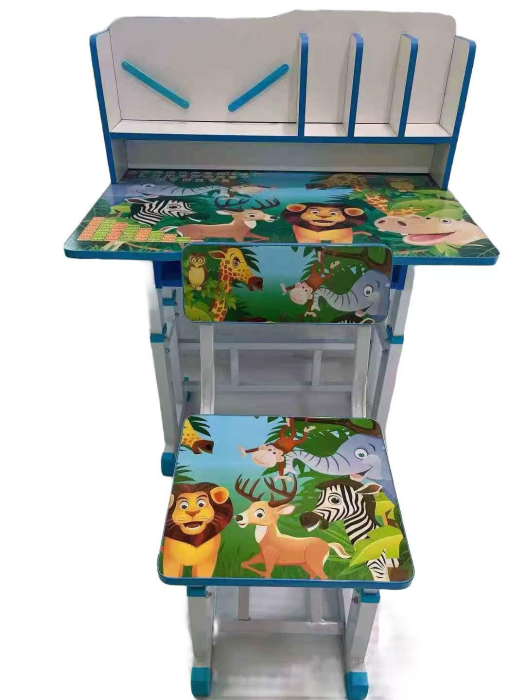 Se Birou Multifunctional Reglabil Scaun Ergonomic pentru Copii  Design Jungla, Verde [2]