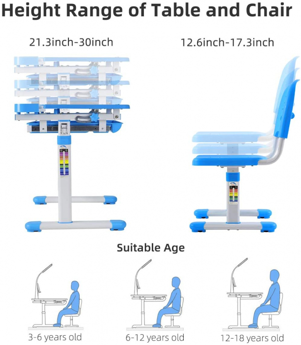 Set birou cu scaun reglabil cu lampa [7]