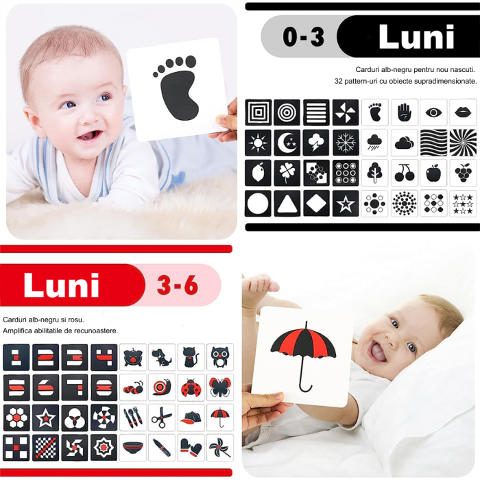 Set Carduri Stimulare Vizuale Bebelusi Alb Negru Color [2]