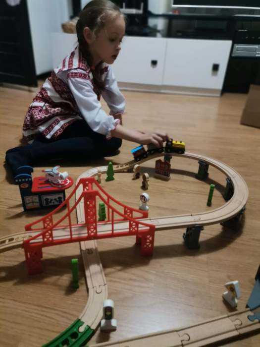 Set Ciruit Tren din lemn Mare  cu semne de circulatie [7]