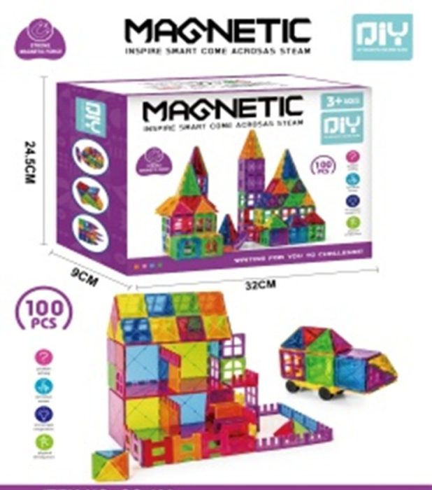 Set Constructie Magnetica 100 Piese – Joc STEM Educational pentru Copii [1]