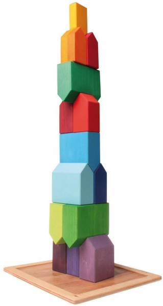 Set Cuburi Lemn Orasul Curcubeu - Rainbow House set 15 piese [4]