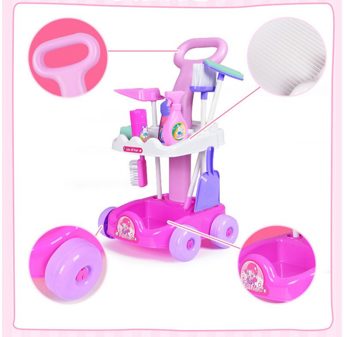 Set Curatenie Copii Troler cu Aspirator Carucior de curatenie jucarie cu accesorii [5]