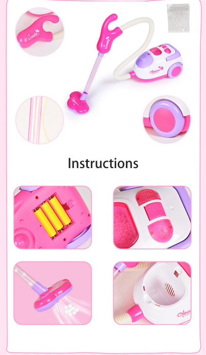 Set Curatenie Copii Troler cu Aspirator Carucior de curatenie jucarie cu accesorii [6]