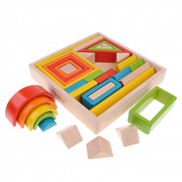 Cuburi  Lemn Stivuire Curcubeu - Set Cuburi Montessori Rainbow [2]