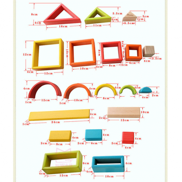 Cuburi  Lemn Stivuire Curcubeu - Set Cuburi Montessori Rainbow [4]