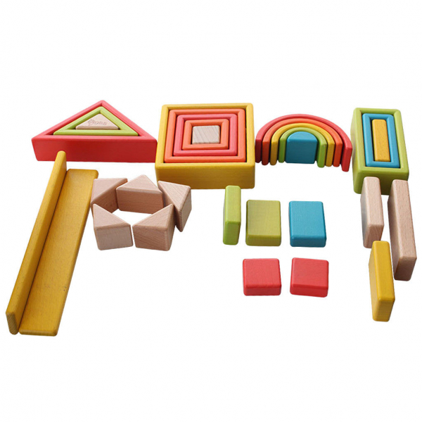 Cuburi  Lemn Stivuire Curcubeu - Set Cuburi Montessori Rainbow [5]