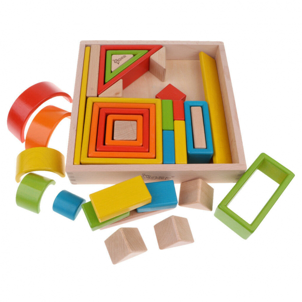 Cuburi  Lemn Stivuire Curcubeu - Set Cuburi Montessori Rainbow [6]