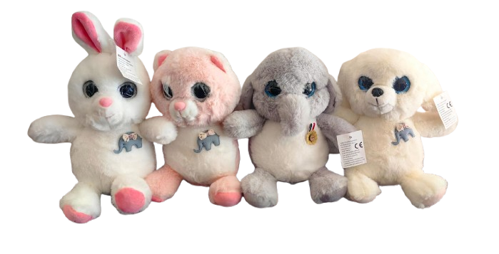 Set de 4 Jucarii de Plus - Animale Catel, Pisica, Iepuras si Elefant [1]