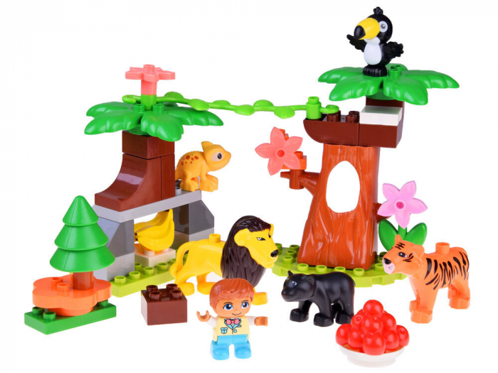 Set de Constructie Jungla Aventura – 41 Piese, Animale Exotice & Habitat Tropical [2]