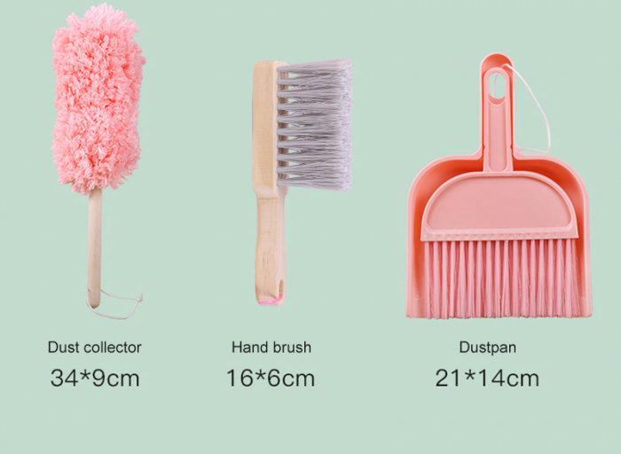 Set de curateni din lemn pentru copii Pink set [8]