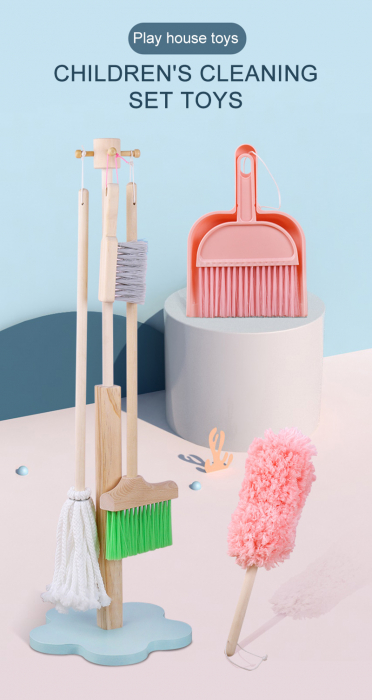 Set de curateni din lemn pentru copii Pink set [2]