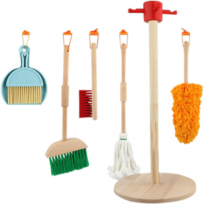 Set de Curatenie din Lemn pentru copii  Set Ustensile de Curatenie pentru copii [4]