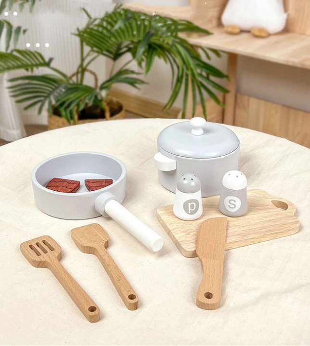 Set de Joaca Bucatarie pentru Copii – Jucarii din Lemn cu Oale si Accesorii [6]
