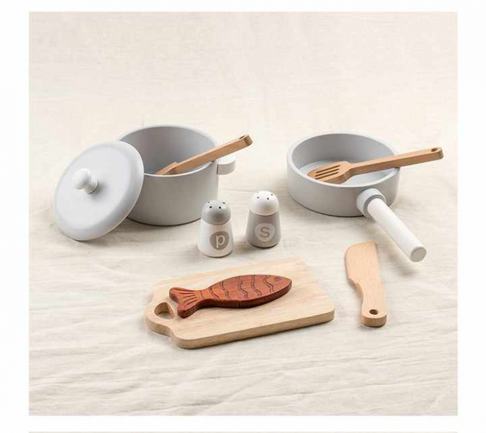 Set de Joaca Bucatarie pentru Copii – Jucarii din Lemn cu Oale si Accesorii [2]