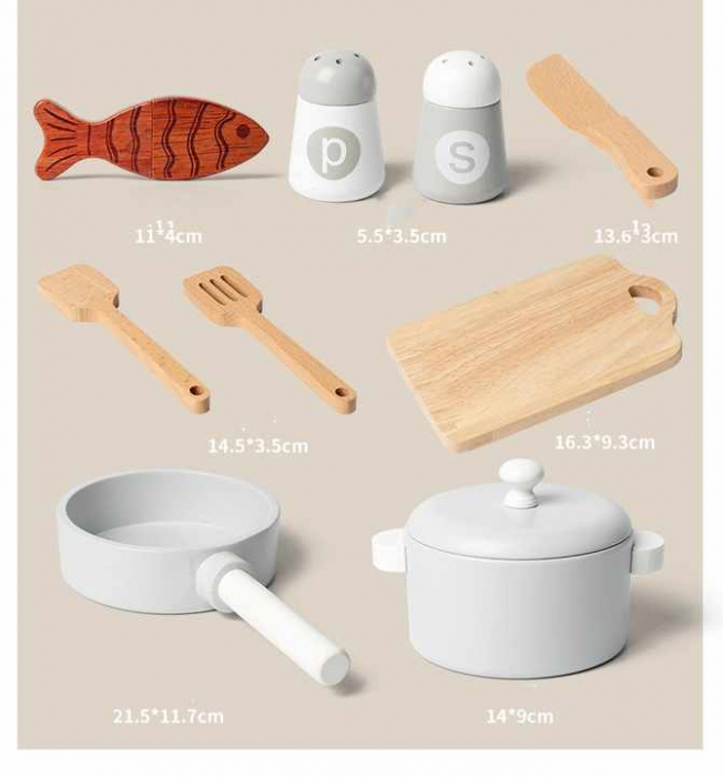 Set de Joaca Bucatarie pentru Copii – Jucarii din Lemn cu Oale si Accesorii [5]