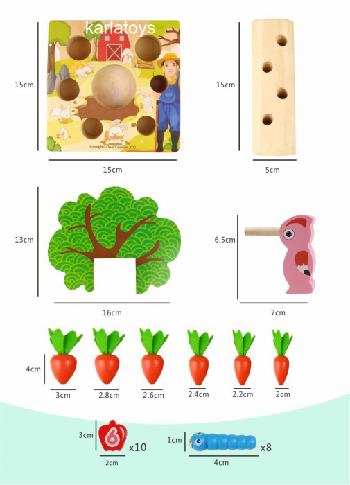 Joc Montessori educativ 3 in 1 Ferma cu Morcovi si Copacul cu Mere [9]