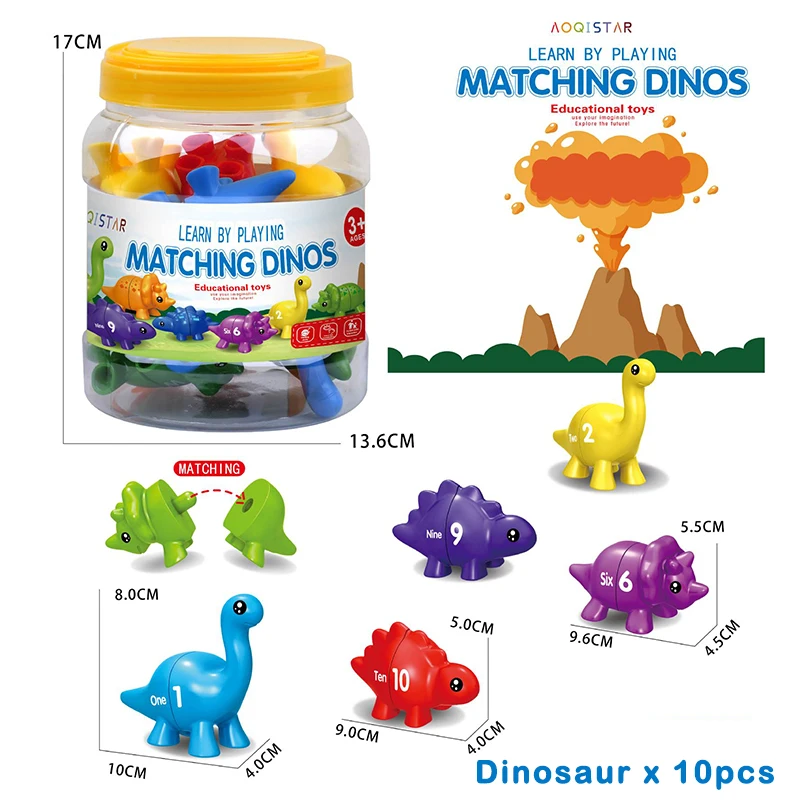 Set de Potrivire a Numerelor: Dinozaurii Colorați [3]