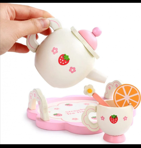 Set din lemn Servit Ceaiul - Set de Ceai copii cu accesorii [10]