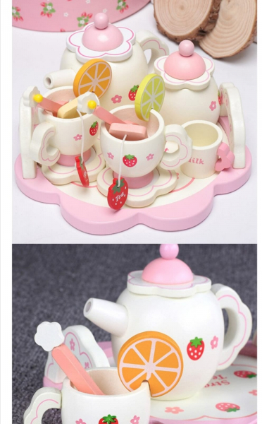 Set din lemn Servit Ceaiul - Set de Ceai copii cu accesorii [6]