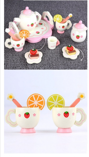 Set din lemn Servit Ceaiul - Set de Ceai copii cu accesorii [8]