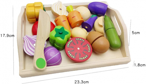 Set Fructe legume de Feliat din Lemn cu Tavita prindere Magnet [3]