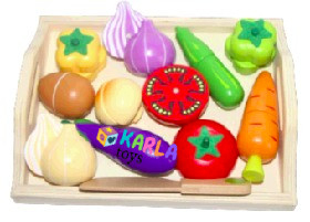 Set Fructe legume de Feliat din Lemn cu Tavita prindere Magnet [4]