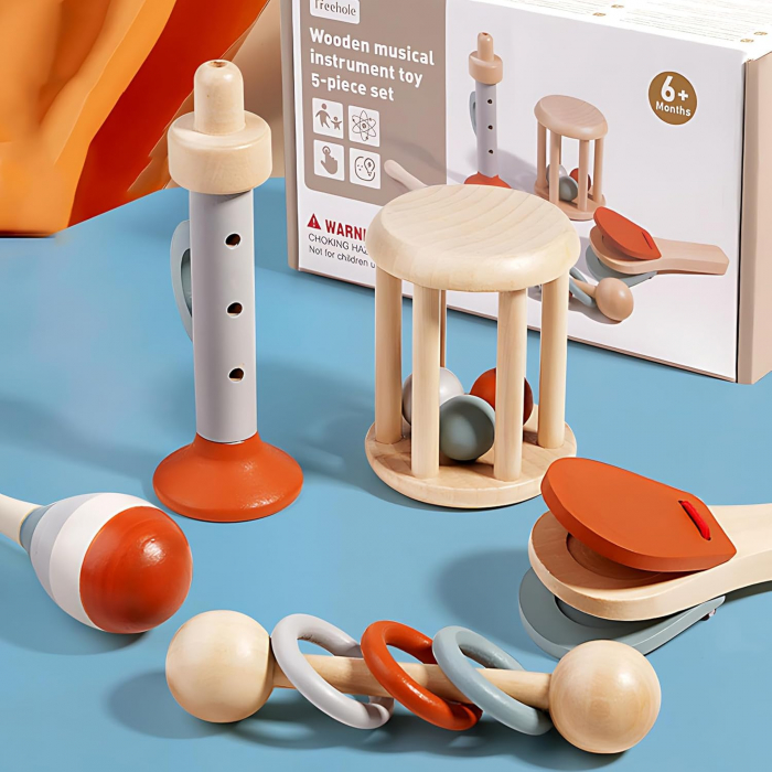 Set Instrumente Muzicale din Lemn - 5 Piese [6]