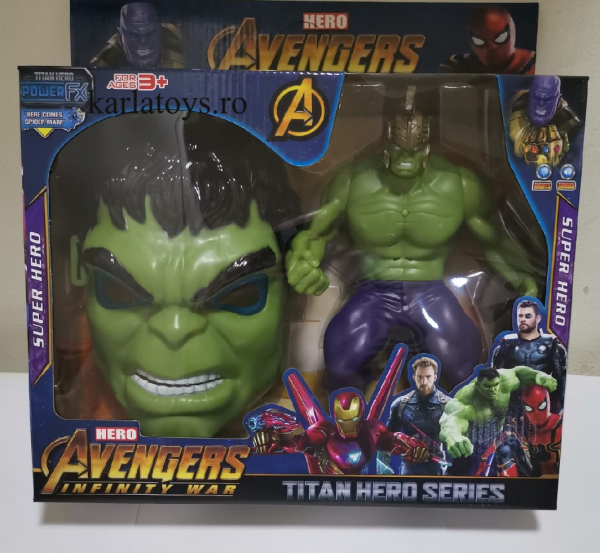 Set Masca si Figurina Eroi Avengers  sunete Thor, Iron Man, Batman, Spiderman, Hulk, [4]