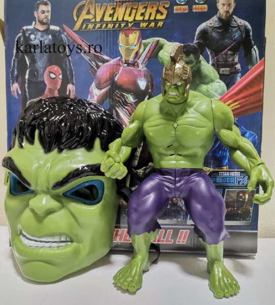 Set Masca si Figurina Eroi Avengers  sunete Thor, Iron Man, Batman, Spiderman, Hulk, [3]