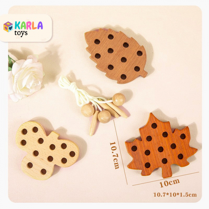Set Joc din Lemn Montessori de Snuruit Natur Frunze Luna Stea Nor [2]