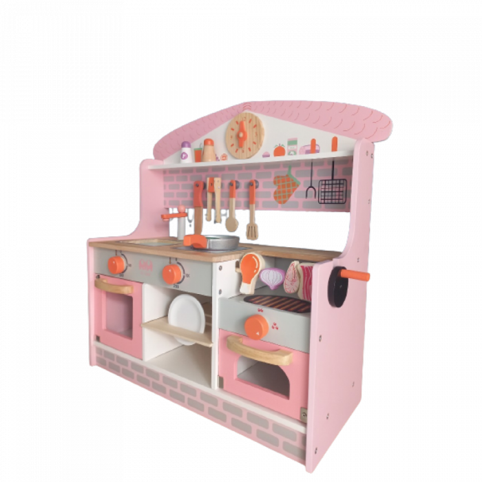 Set Jucarie din Lemn BUcatarie cu Gratar pentru copii cu accesorii [4]
