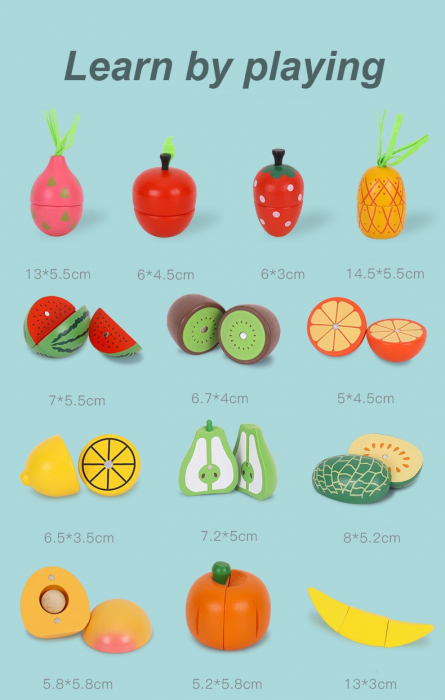 Set Lada cu fructe si legume de feliat din lemn Jumbo 30 piese [4]