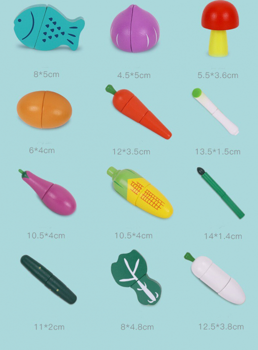 Set Lada cu fructe si legume de feliat din lemn Jumbo 30 piese [5]