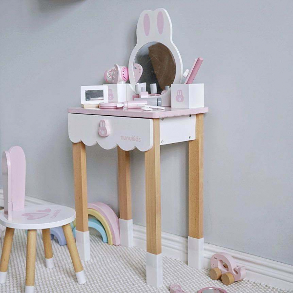 Set Masa si scaun Iepuras lemn Nunukids Masuta Infrumusetare [5]